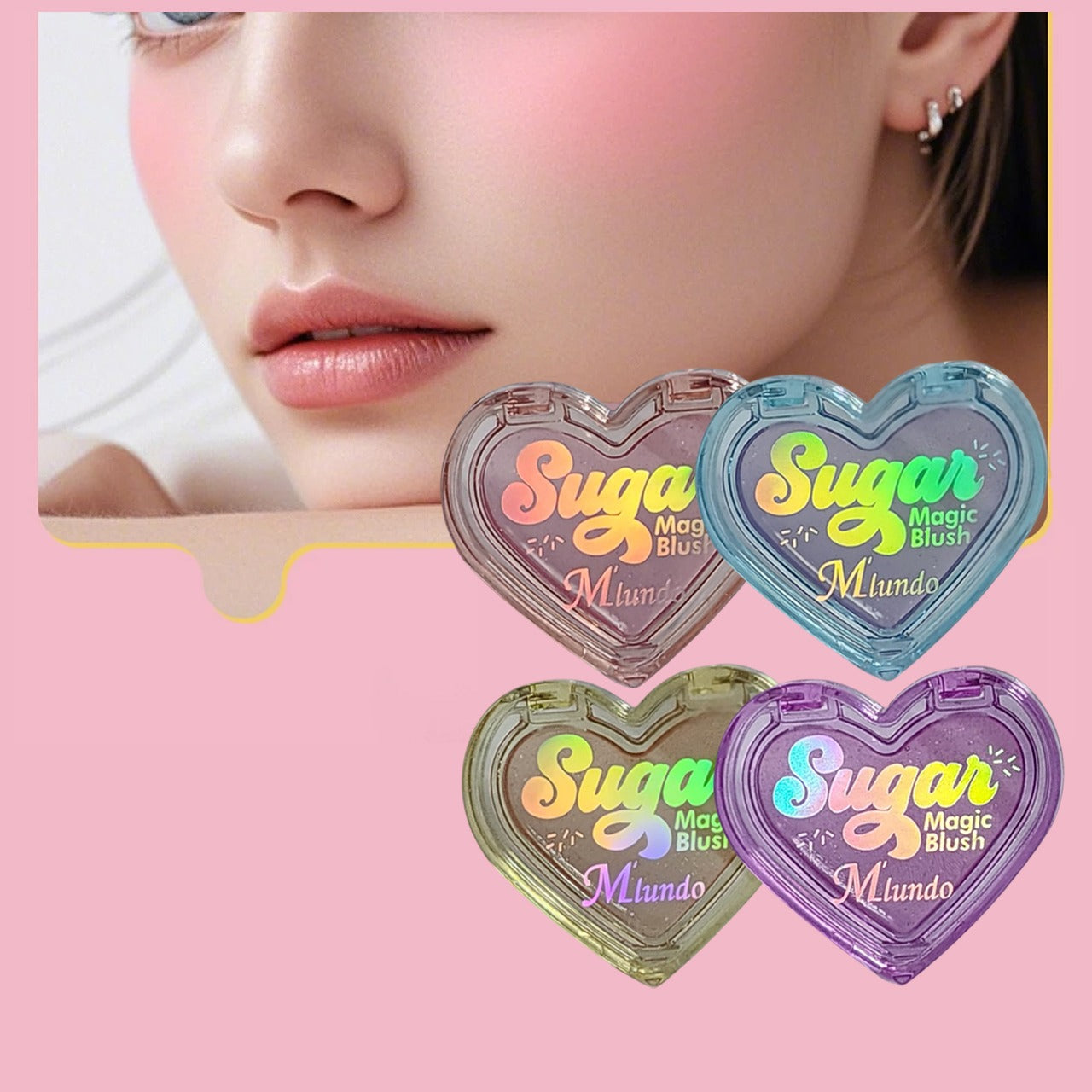 Miundo Heart Sugar Magic Blush Pack of 6