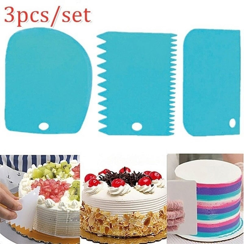 Plastic 3Pcs Cake Scrapper