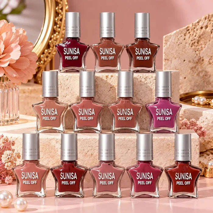 Sunisa Peel-Off Nail Polish Set – 12 Pieces