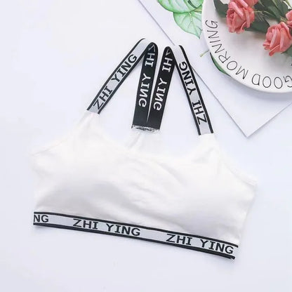 Zhi Ying Sports Padded Teenage Bra Removable Pad Free Size Adjustable From 28to34 Color White