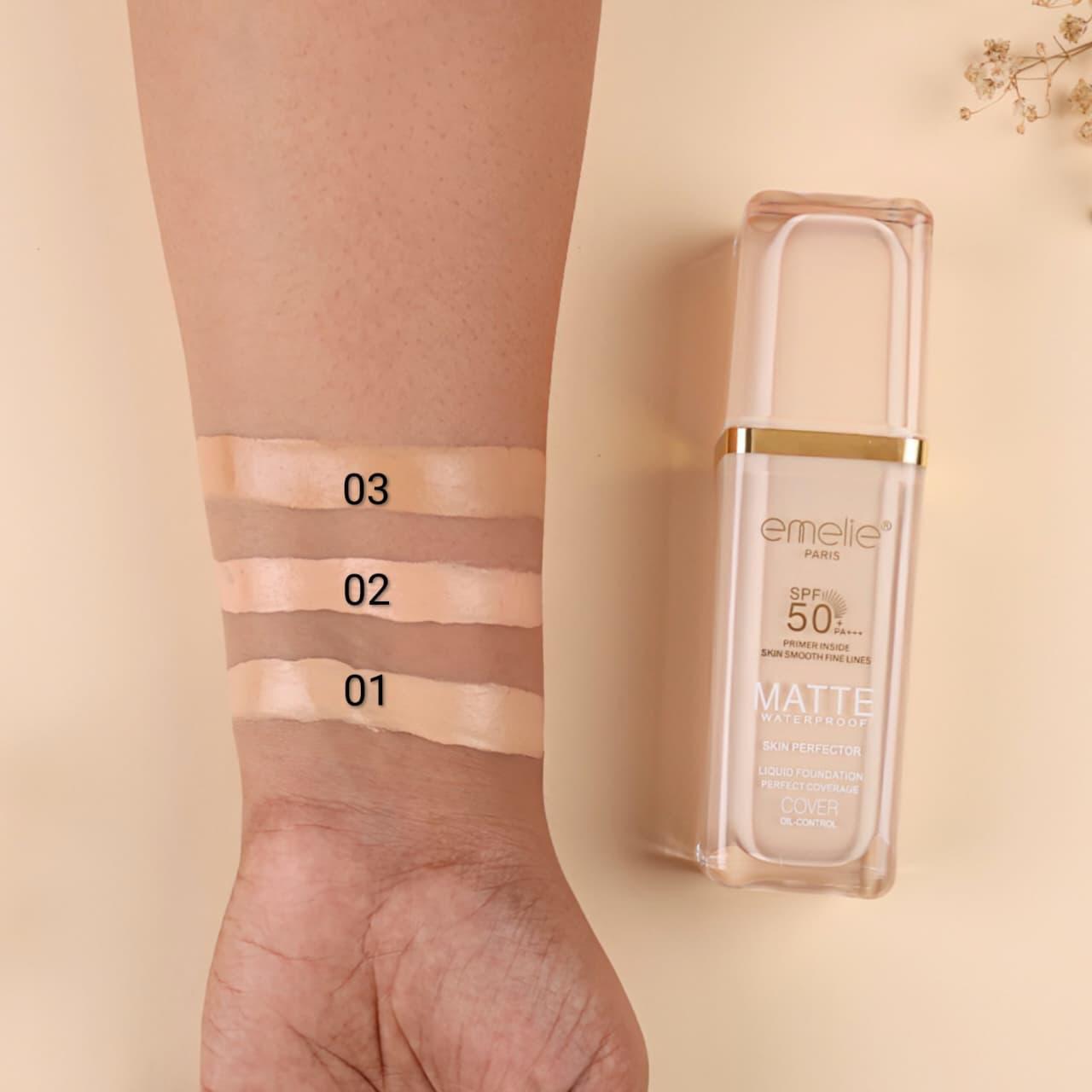 Emelie SPF 50+ Primer Inside Skin Smooth Fine Matte Waterproof Foundation