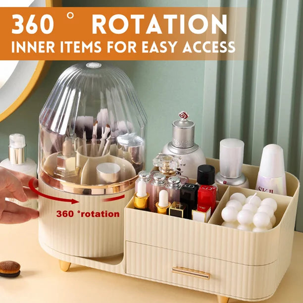 New Elegant Style 360 Degree Rotating Cosmetic Organizer Brush Holder And Cosmetic Tray