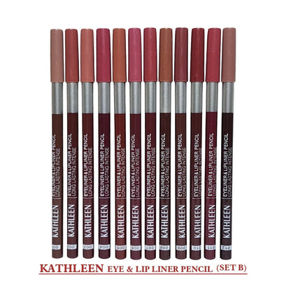 Kathleen Stay True Color Eyeliner And Lip Liner Nude Lip Pencils 12Pcs Pack