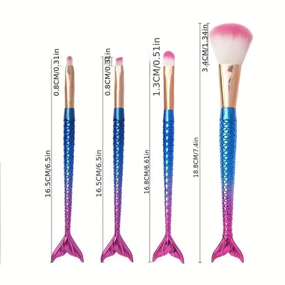 4Pcs Fishtail Shape Brush Set