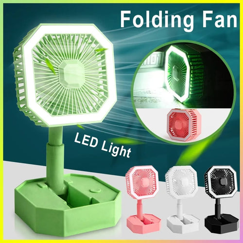 Multipurpose Portable Adjustable Folding 2in1 Mini Silent Cool Table Fan With Led Night