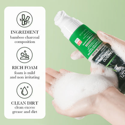 ZOZU Bamboo Charcoal Face Wash Deep Cleansing Cleanser With Brush 120g