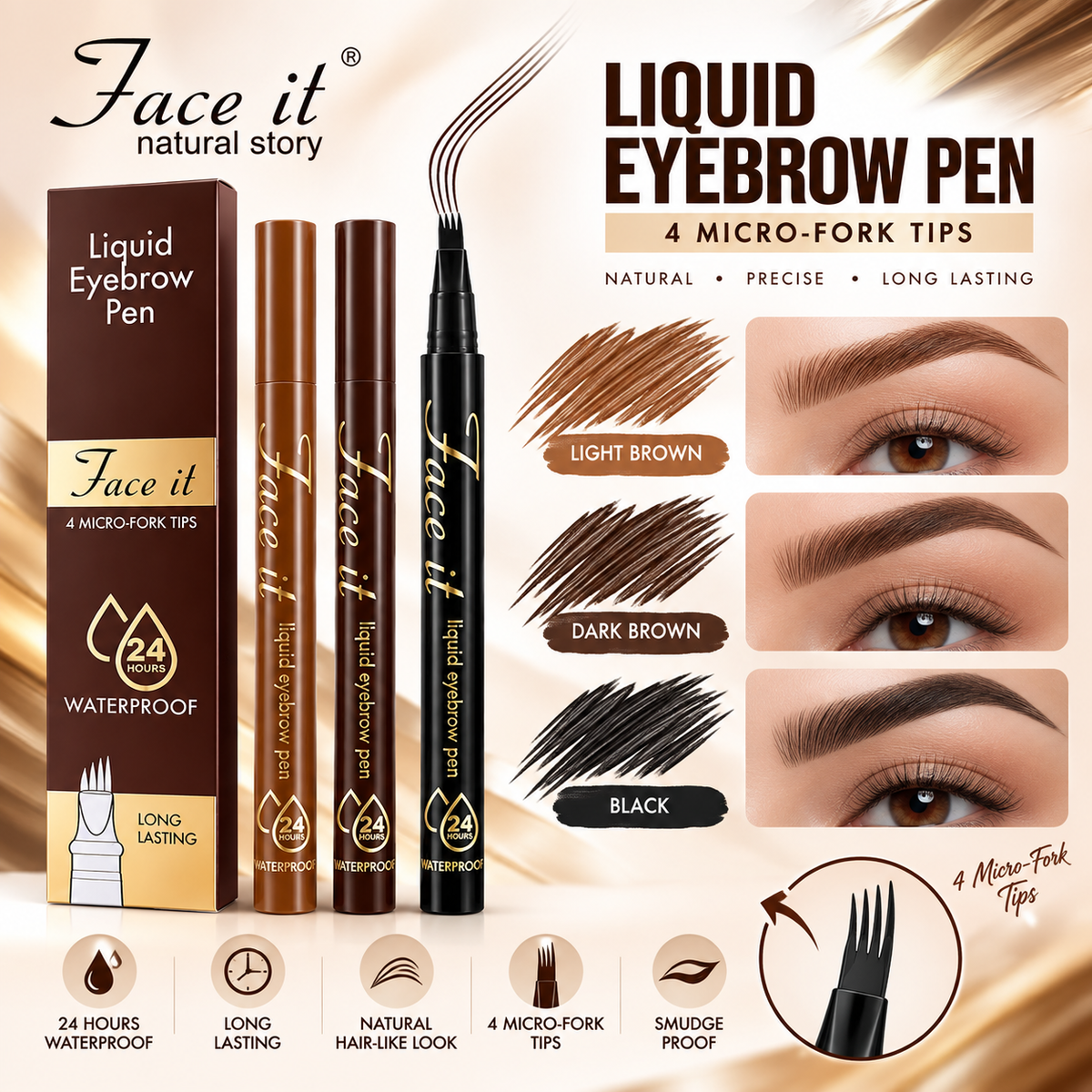 Face It 4-Tip Liquid Eyebrow Pen