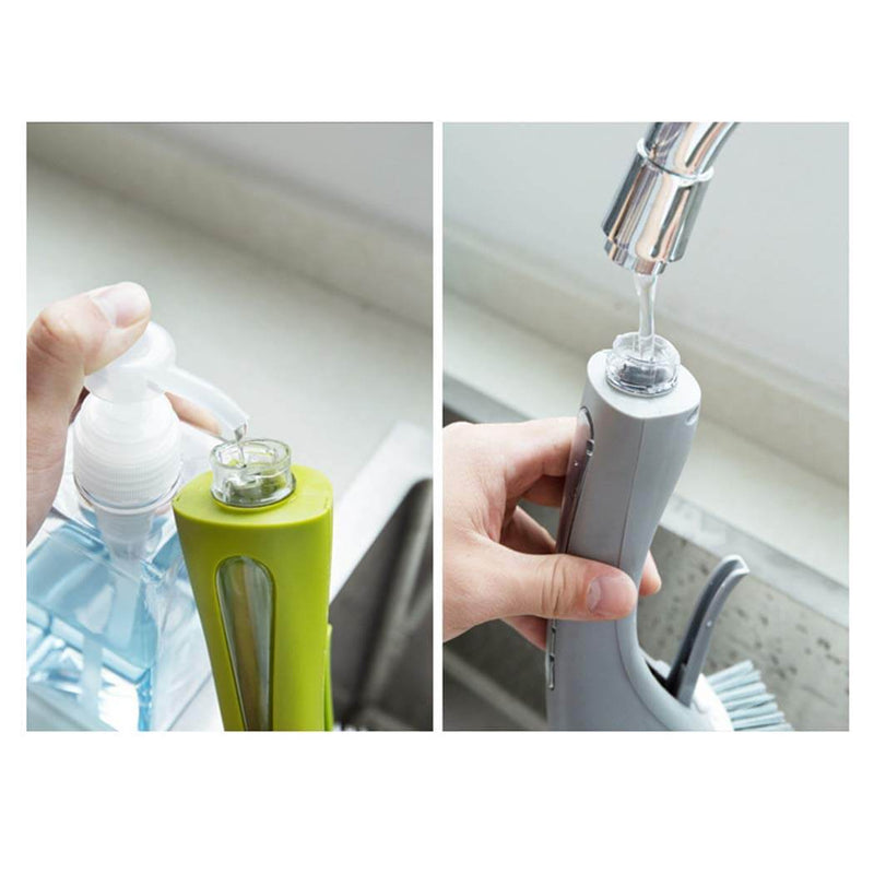 Press And Wash Soap Dispenser Brush With Long Handle Cleaning Brush