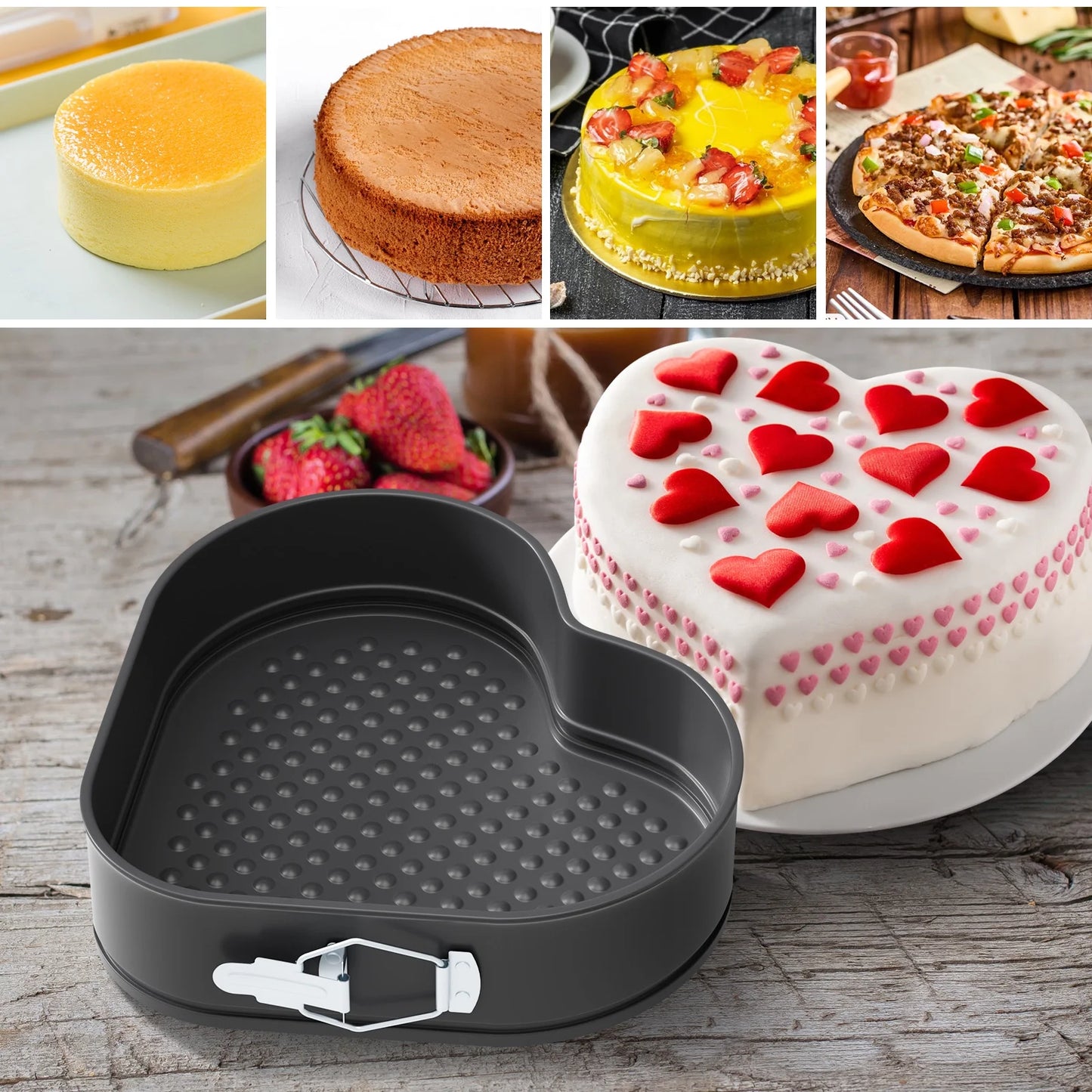 Heart Round Square Nonstick Cheese Cake Pan Cake Mold 3pcs Set