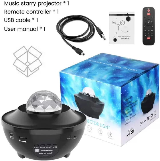 Big Bowl Galaxy Projector Night Light Table Lamp Music Starry Water Wave LED Projector Light Bluetooth Sound-Activated Projector