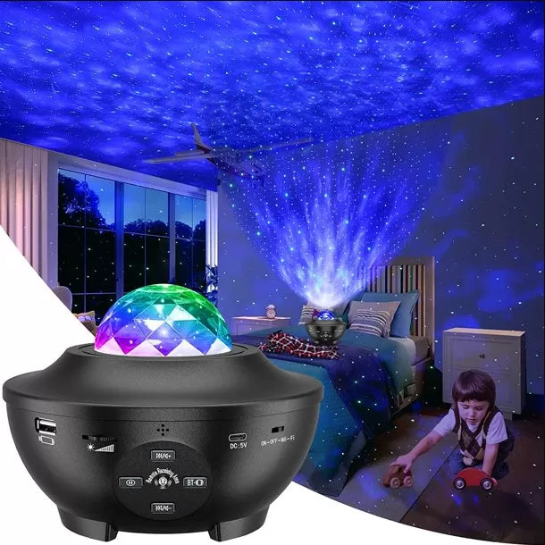 Big Bowl Galaxy Projector Night Light Table Lamp Music Starry Water Wave LED Projector Light Bluetooth Sound-Activated Projector