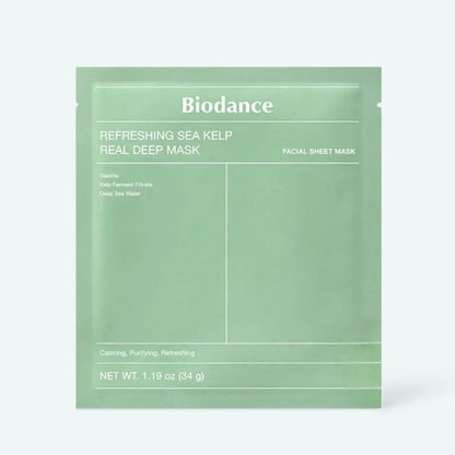 Biodance Refreshing Sea Kelp - Real Deep Mask 136g - 4 Sheets Box - Green