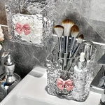 Multifunctional Crystal Acrylic Wall Mounted Bow Vanity Storage Box Elegant Caddy Organizer