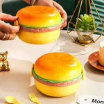 Burger Shape Double Layer Plastic Lunch Box with Spoons