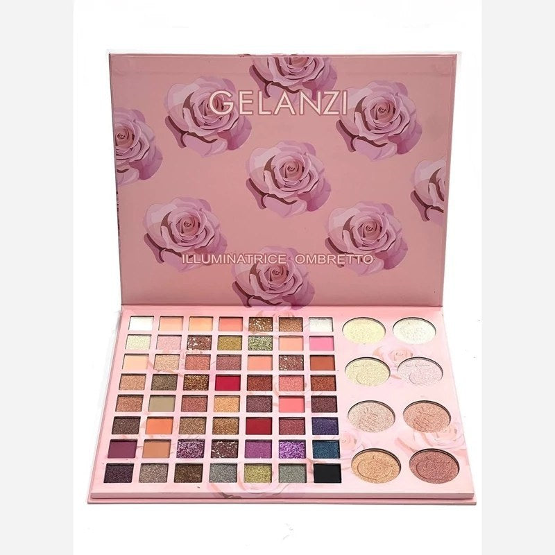 Gelanzi 56 Colours Eyeshadow & 8 Pieces Highlighter