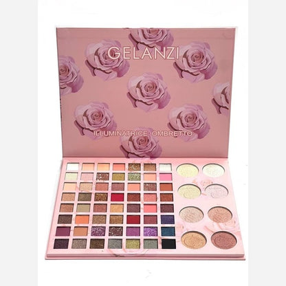 Gelanzi 56 Colours Eyeshadow & 8 Pieces Highlighter