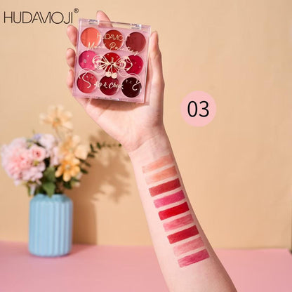 Hudamoji Lip And Cheek Palette Pack Of 3 Set