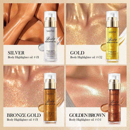 SADOER Body Highlighter Oil Sparkling Full Body Brighten Long-Lasting Shimmering 85ml