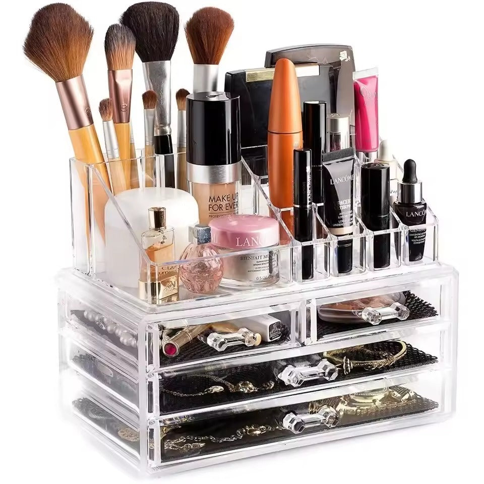 Multipurpose New Clear Acrylic Makeup Organizer With 4 Drawer Storage Box