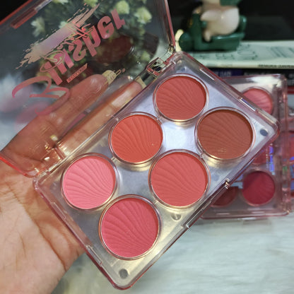 Rosy Glow Velvet Blush Palette – 6 Ultra Pigmented Bridal Shades