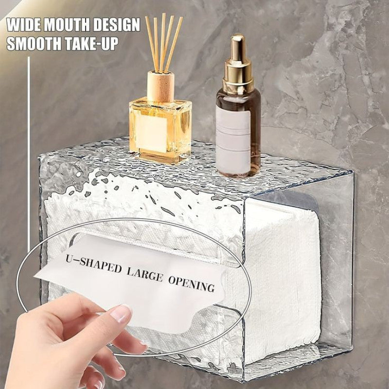 Multifunctional Wall Mounted Acrylic Water Ripple Design Tissue Box 21875