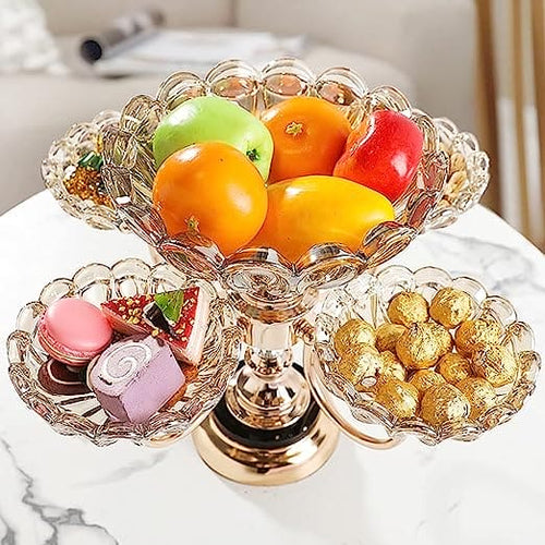 Multilayer Rotatable European Metal Fruit Bowl Fruit Basket Dry Fruit Stand