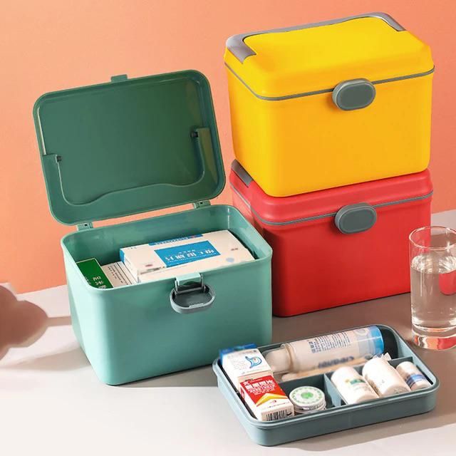 Portable Handle Double Layer First Aid Medicine Storage Box