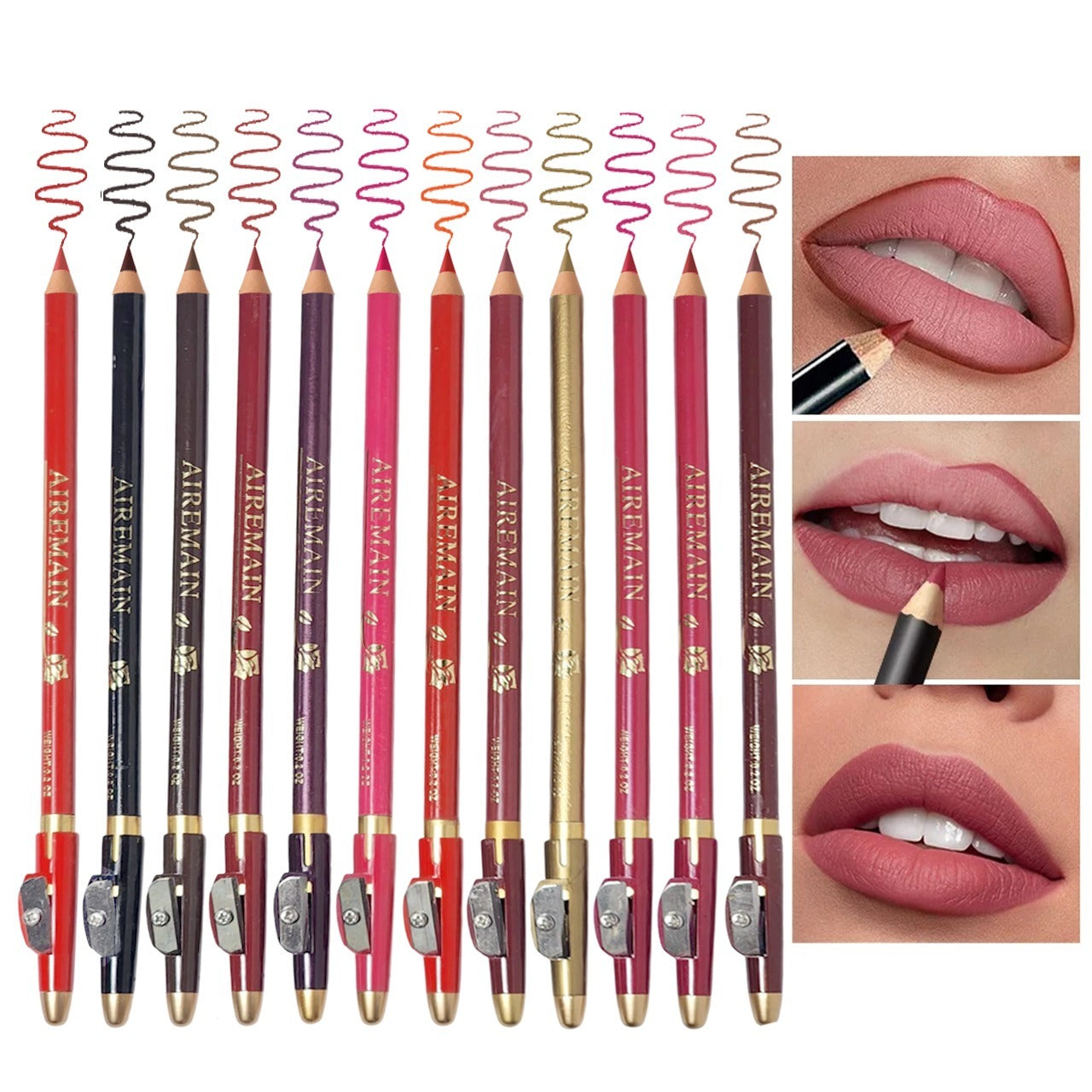 Airemain Lip Liner With Sharpener 12Pcs Set