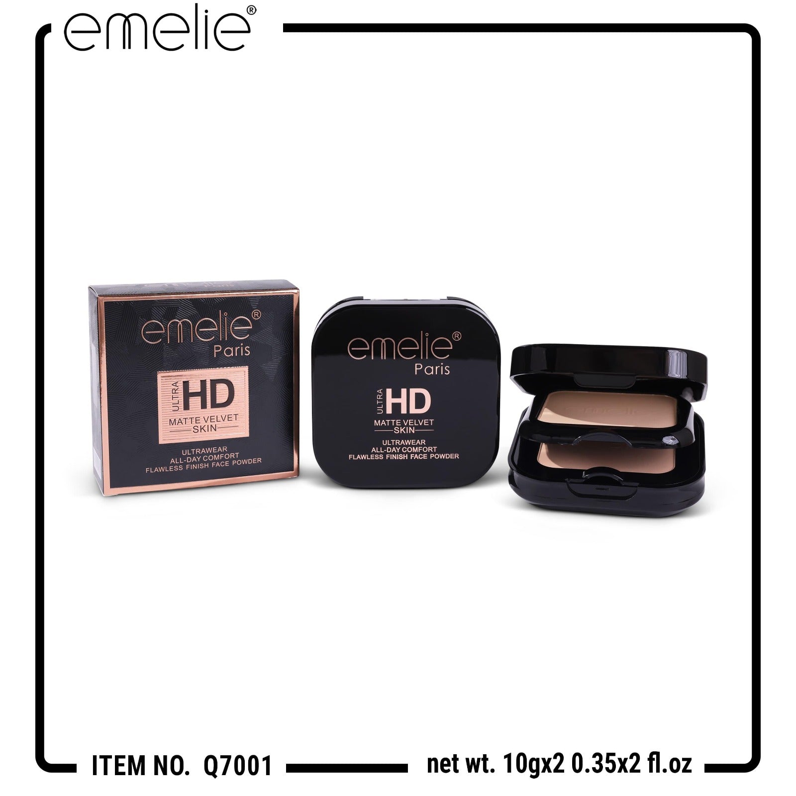 Emelie Paris Ultra HD Matte Velvet Skin Ultrawear All Day Comfort Flawless Finish Face Powder