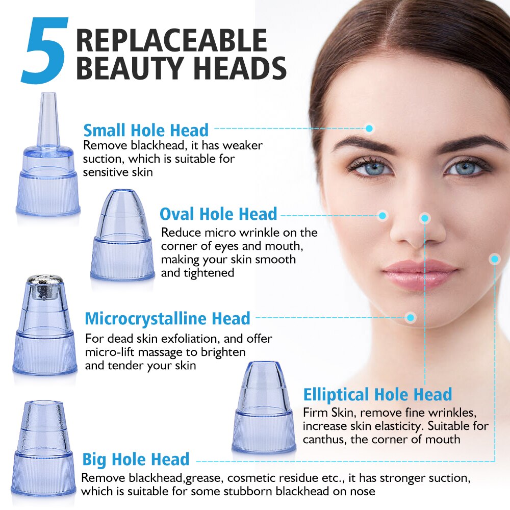 Rechargeable Blackheads Removal Machine Blackhead Remover Vacuum Electric Nose Beauty Face Deep Cleansing