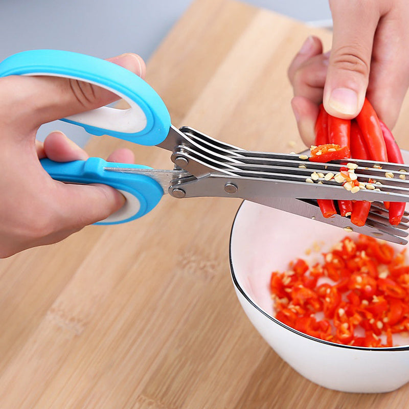 Stainless Steel Multifunction 5 Layers Vegetable & Fruit Cutting Scissors Kitchen Utensils