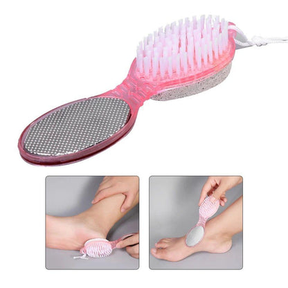 4in1 Pedicure Brush Paddle Kit Tool with Pumice Stone Foot Hand Toe Foot File Nail Cleaning Brush