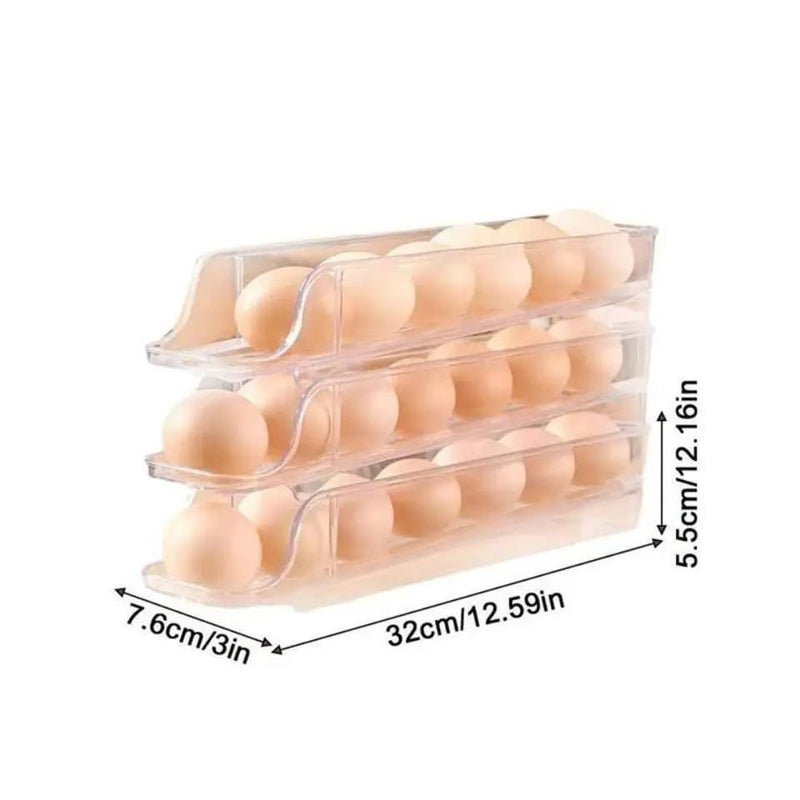 Acrylic Rolling Egg Storage Box Egg Slide Tray Dispenser Space Saving Organizer