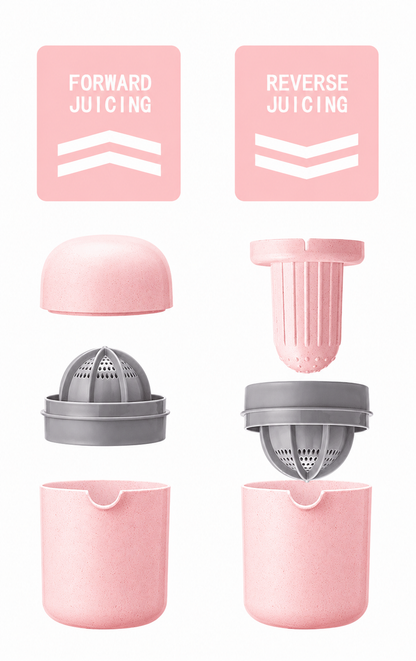 Manual Citrus Juicer with Strainer Ring and Lid 250 ml (Pink)