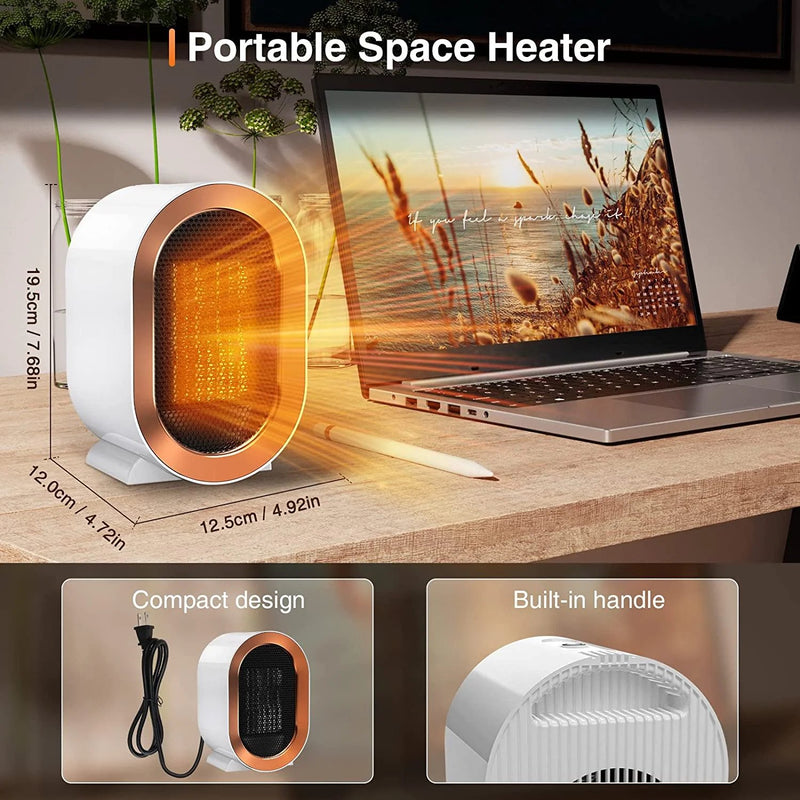 Portable Electric Space Heater 1200W Energy Efficient With Thermostat for Indoor