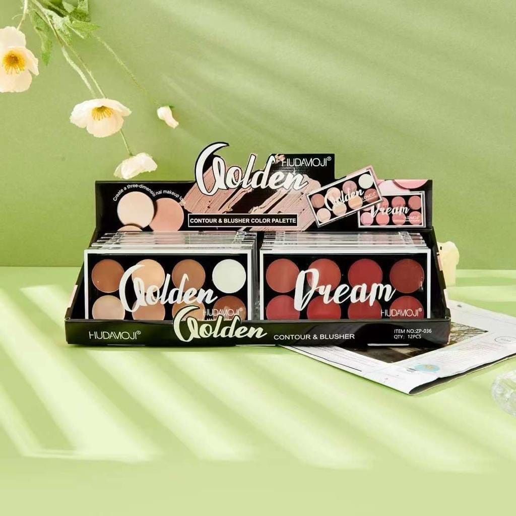 Hudamoji Professional Makeup Palette 8 Colors Creamy Blush & 8 Colors Concealer And Contour Palette