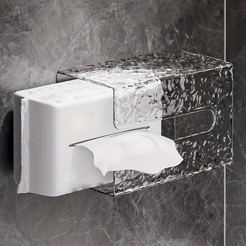 Multifunctional Wall Mounted Acrylic Water Ripple Design Tissue Box 21875
