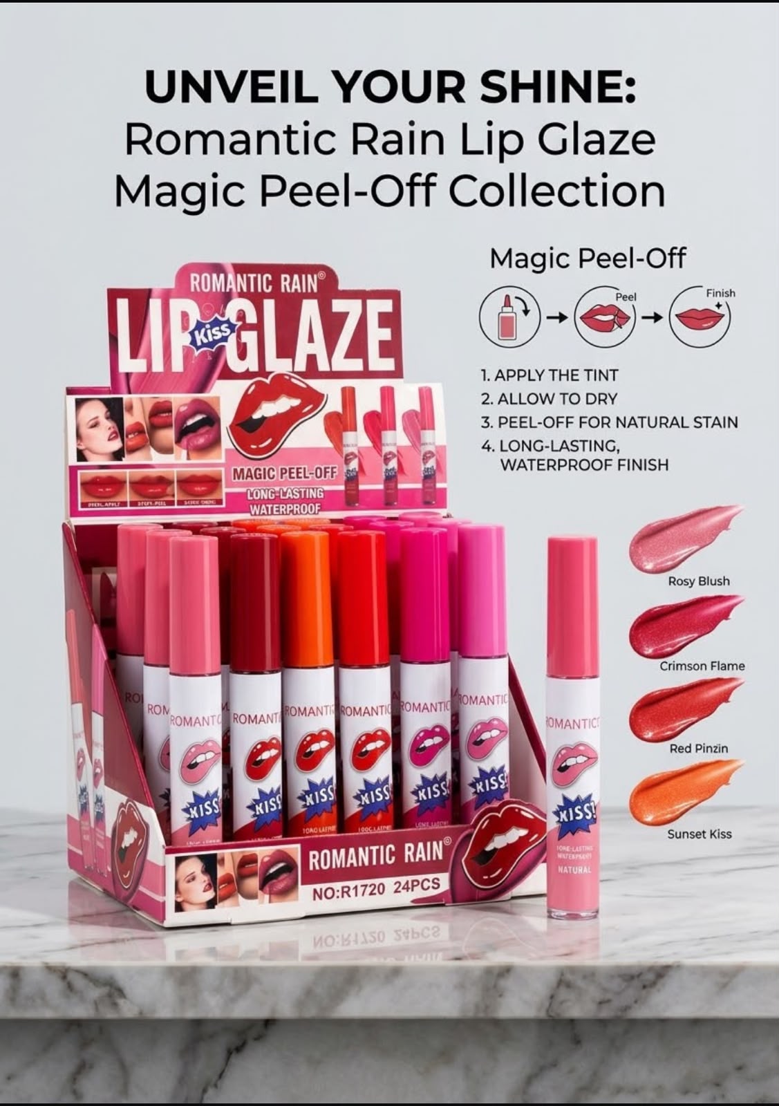 Romantic Rain Kiss! Peel-Off Lip Tint Pack of 6