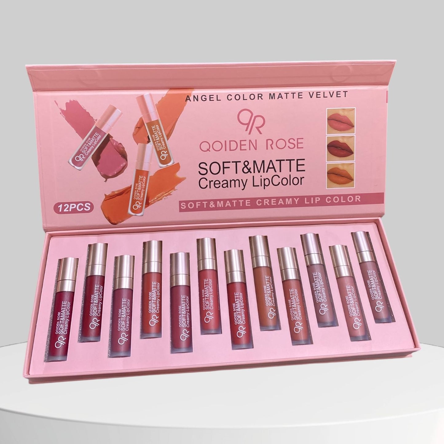 Qoiden Rose QR Soft And Matte Lipgloss 12pcs Set