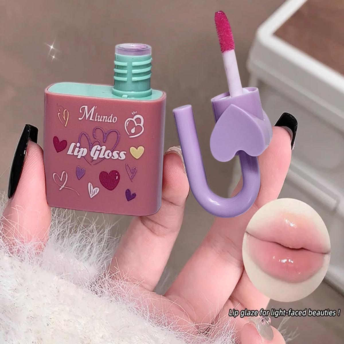 Miundo 6pcs Pink Magic Heart Lock Shape Lipgloss 6pcs Set