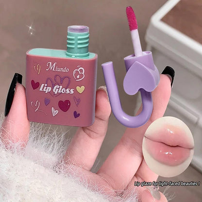 Miundo 6pcs Pink Magic Heart Lock Shape Lipgloss 6pcs Set