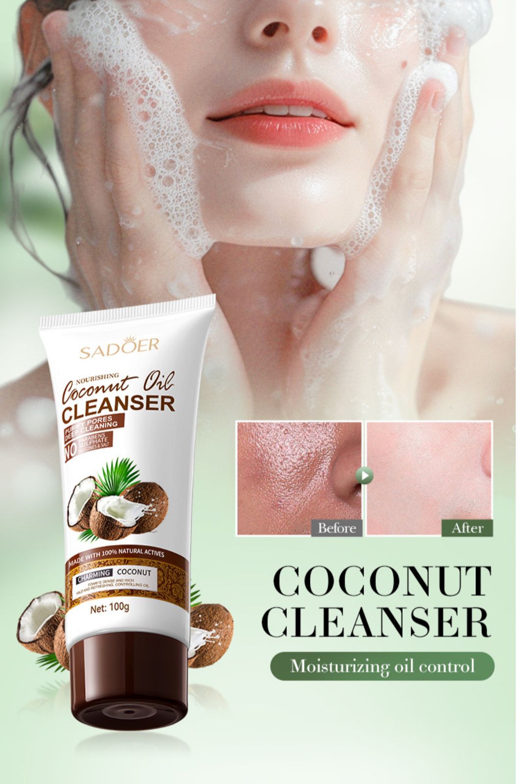 Sadoer Coconut  Oil Ultra Hydrating Rejuvenation Face Cleanser