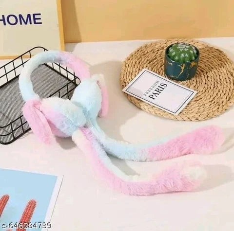 Kids Winter Plush Bunny Ear Earmuffs with Long Paws Soft Warm Noise-Reducing Ear Warmer