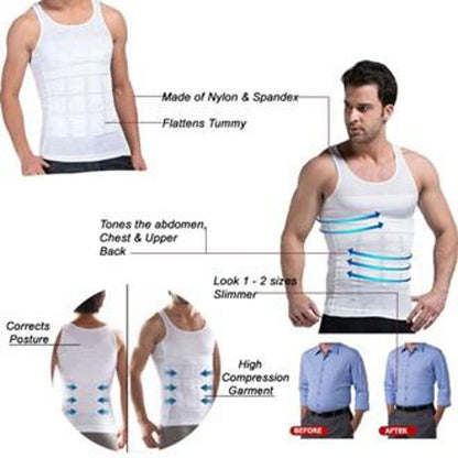 Men Slimming Body Shaper Vest Waist Cincher Shirt Abs Abdomen Shirt Tummy Control Compression Shirts Workout Tank Top