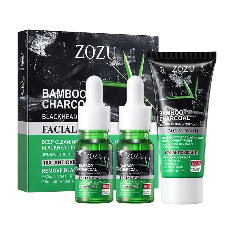 ZOZU Pack Of 3 Series Bamboo Black Moisturizing Essence And Face Mask