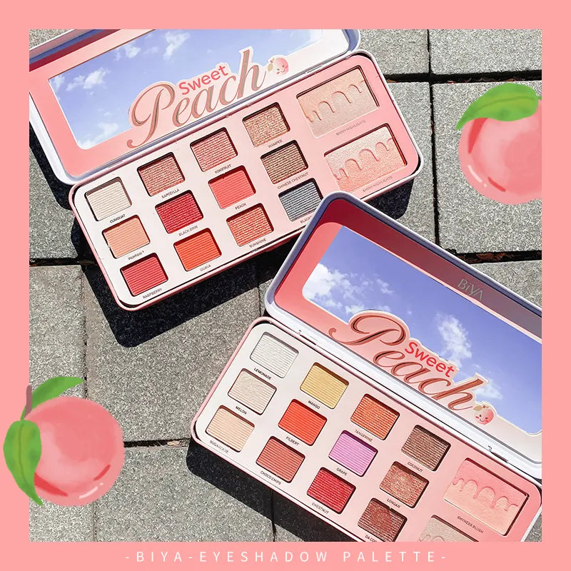 Biya Sweet Peach 14 Color Highlighter Shimmer Eyeshadow Palette