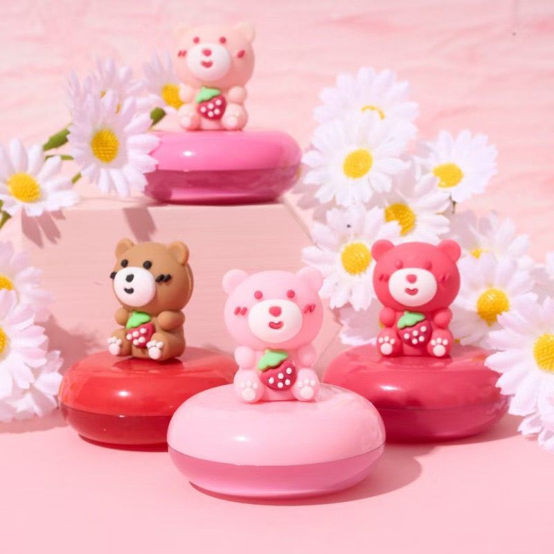 Hudamoji 4pcs Cute Bear Moisturiser Lip Mask