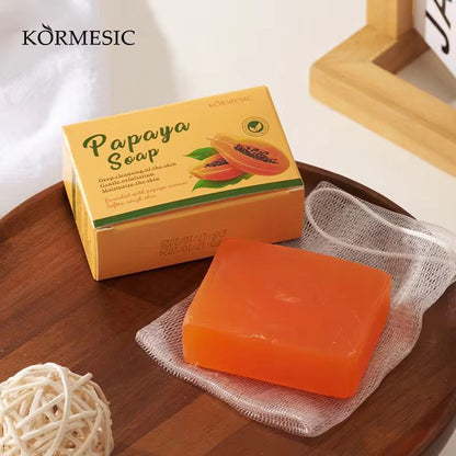 KORMESIC Papaya Soap Gentle Exfoliating Moisturizing Deep Cleansing Body Bath Soaps 100g