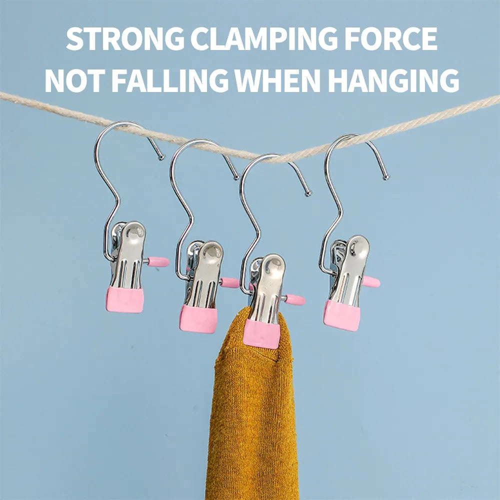 Multifunctional Stainless Steel Portable Cloth Hook Clip Organizer Hanging Clip Pair