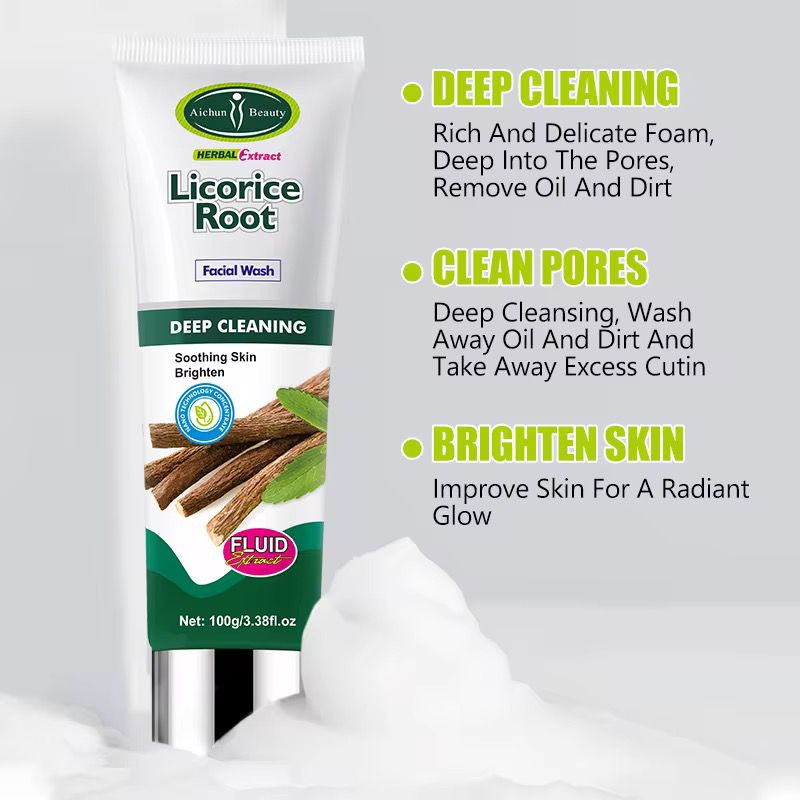 Aichun Beauty Herbal Facial Cleanser Deep Licorice Root Face Wash With Mineral Lightening For Female